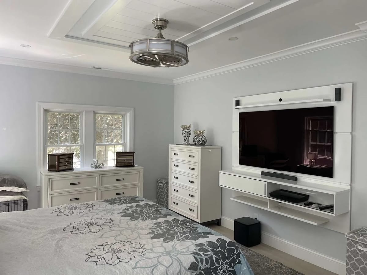 Home renovation: bedroom with tray ceiling